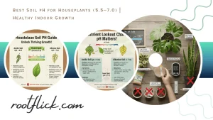 Infographic showing how soil pH affects nutrient availability in houseplants, highlighting the ideal pH range of 6.0–7.0 and nutrient lockout in acidic and alkaline soils.